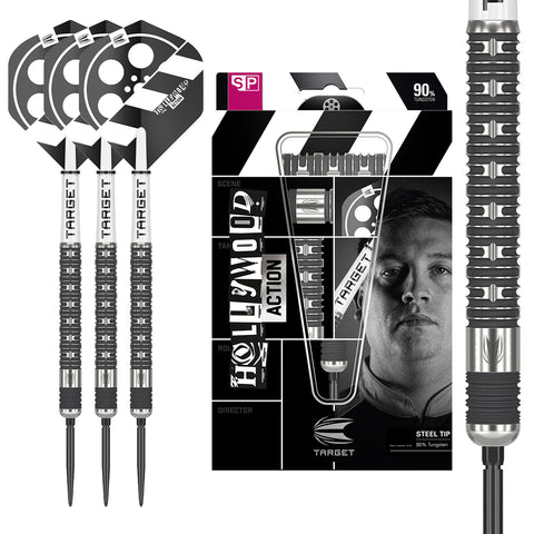 HOLLYWOOD ACTION 90% TUNGSTEN SP STEEL TIP DARTS BY TARGET