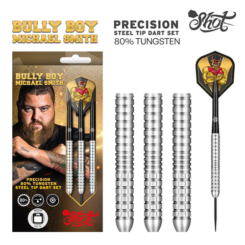 MICHAEL SMITH BULLY BOY PRECISION 80% TUNGSTEN STEEL TIP DARTS BY SHOT