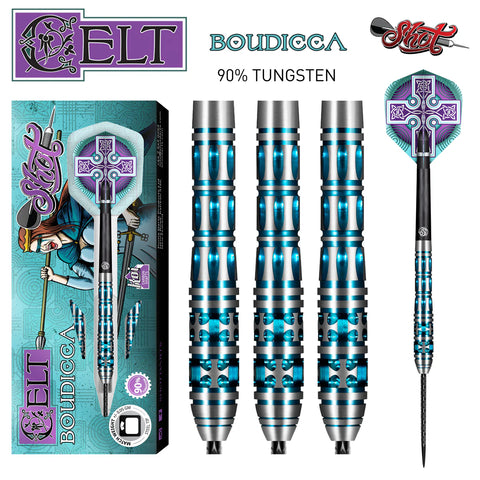 CELT BOUDICCA 90% TUNGSTEN STEEL TIP DARTS BY SHOT