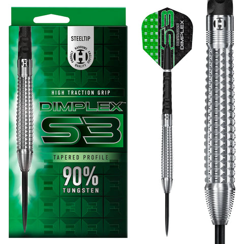 DIMPLEX S3 TAPERED 90% TUNGSTEN STEEL TIP DARTS BY HARROWS