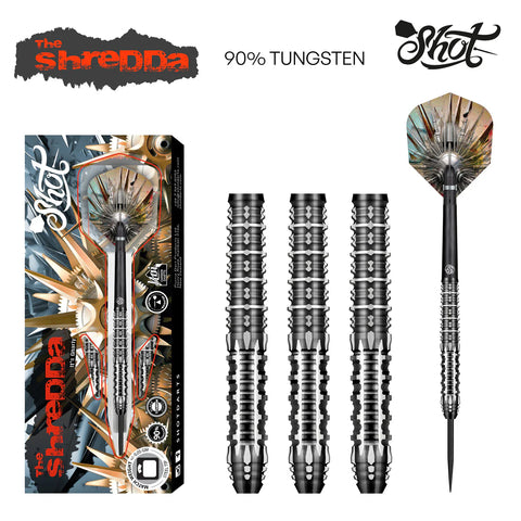 GNARLY SHREDDA 90% TUNGSTEN STEEL TIP DARTS BY SHOT