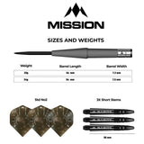 MISSION SATURN DARTS - STEEL TIP - 90% TUNGSTEN - HYPERION - 24G