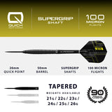 Harrows NX90 Tapered Black Edition Quick Point 90% Tungsten Steel Tip Darts