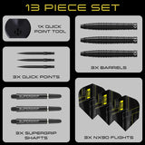 Harrows NX90 Tapered Black Edition Quick Point 90% Tungsten Steel Tip Darts